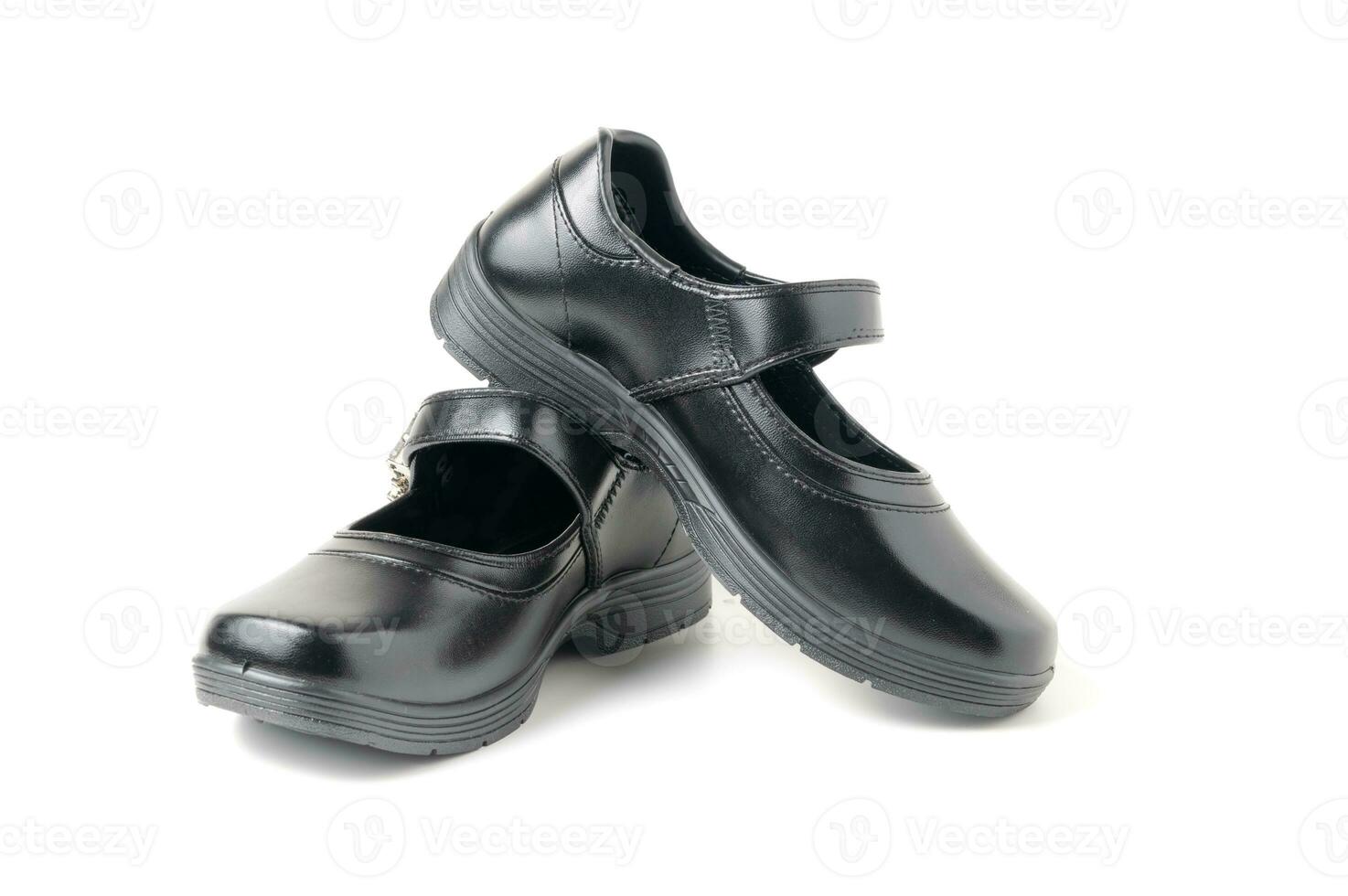 New leather girl student shoes isolated photo