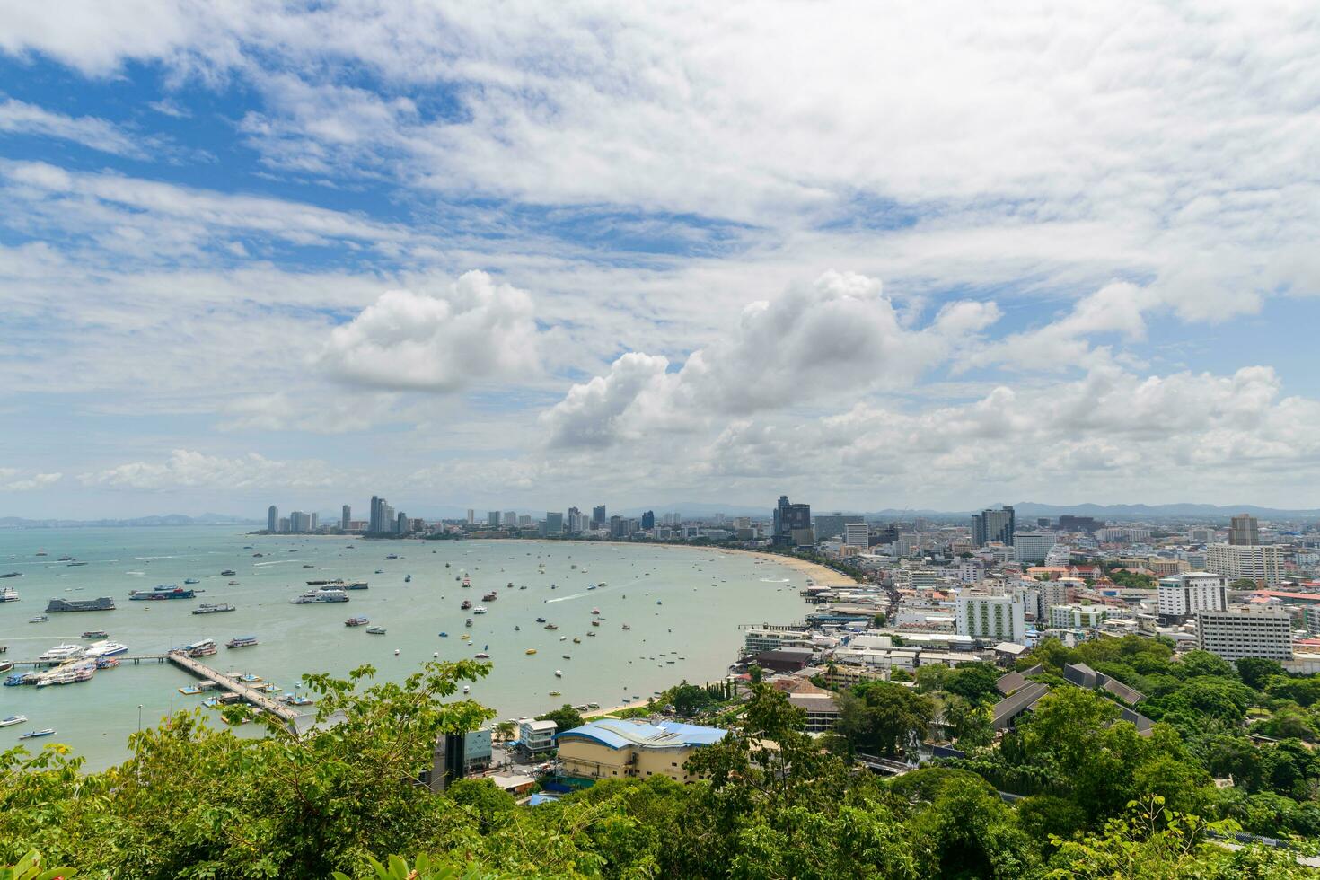 View of Pattaya bay viewpoint from Pratumnak Hill. photo