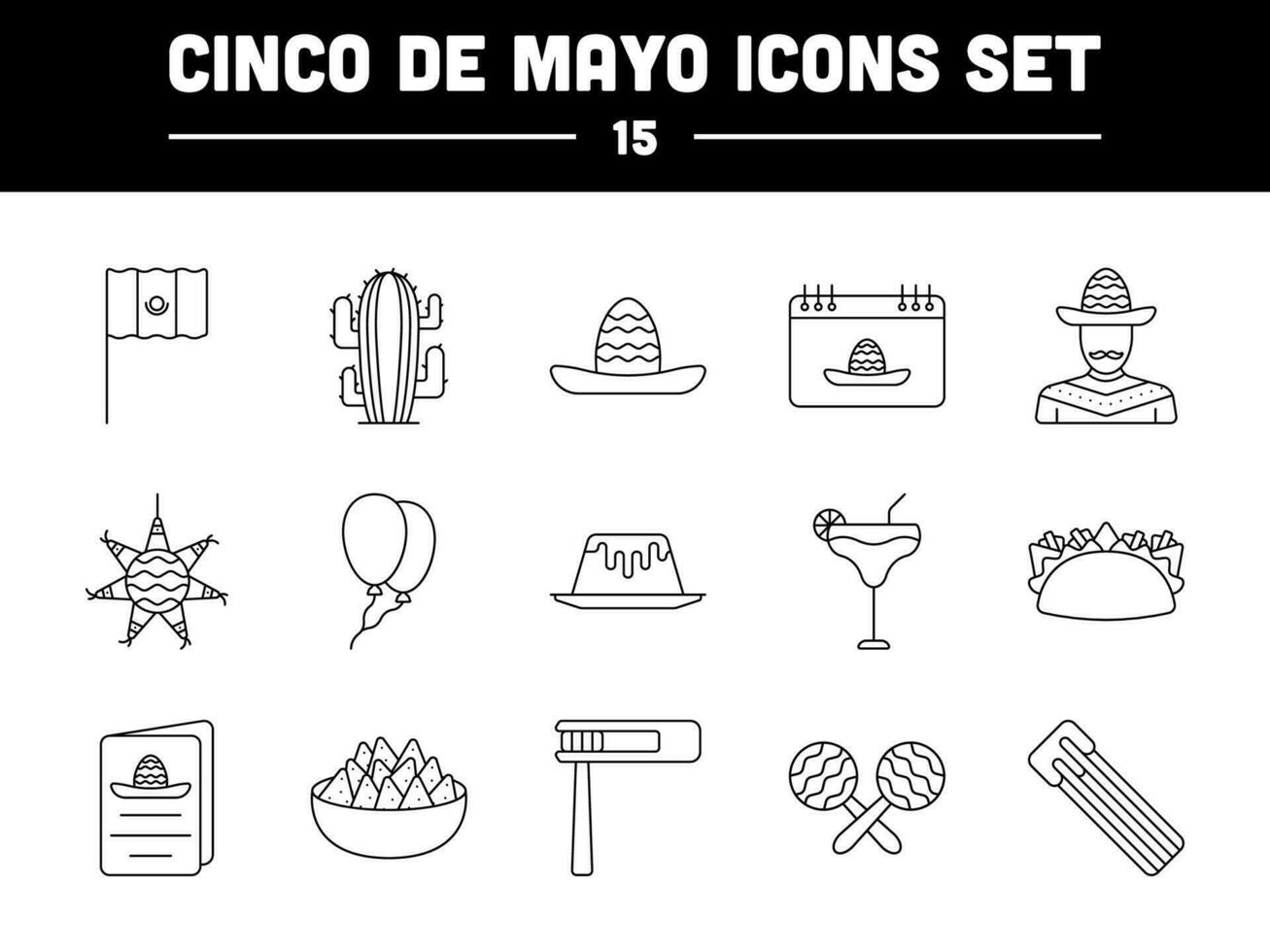 negro línea Arte conjunto de cinco Delaware mayonesa iconos vector