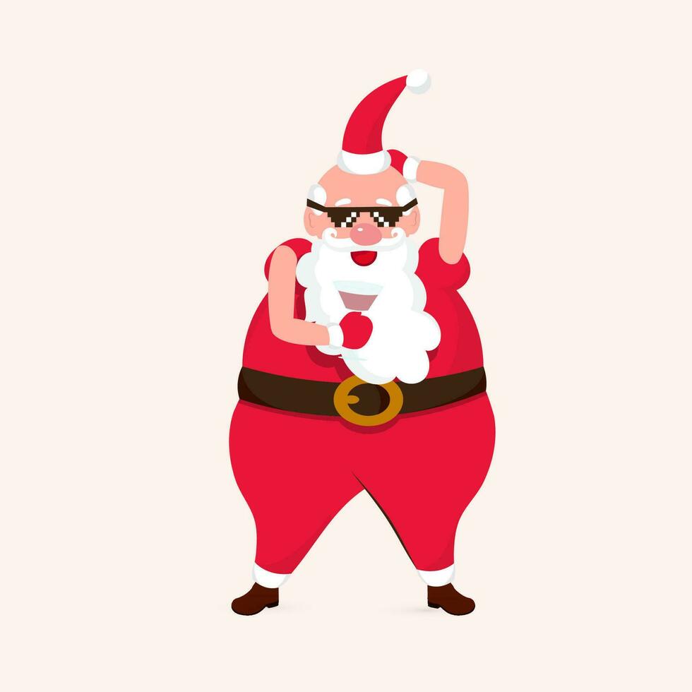 Cool Santa Clause wearing Black Goggles, Happy. vector