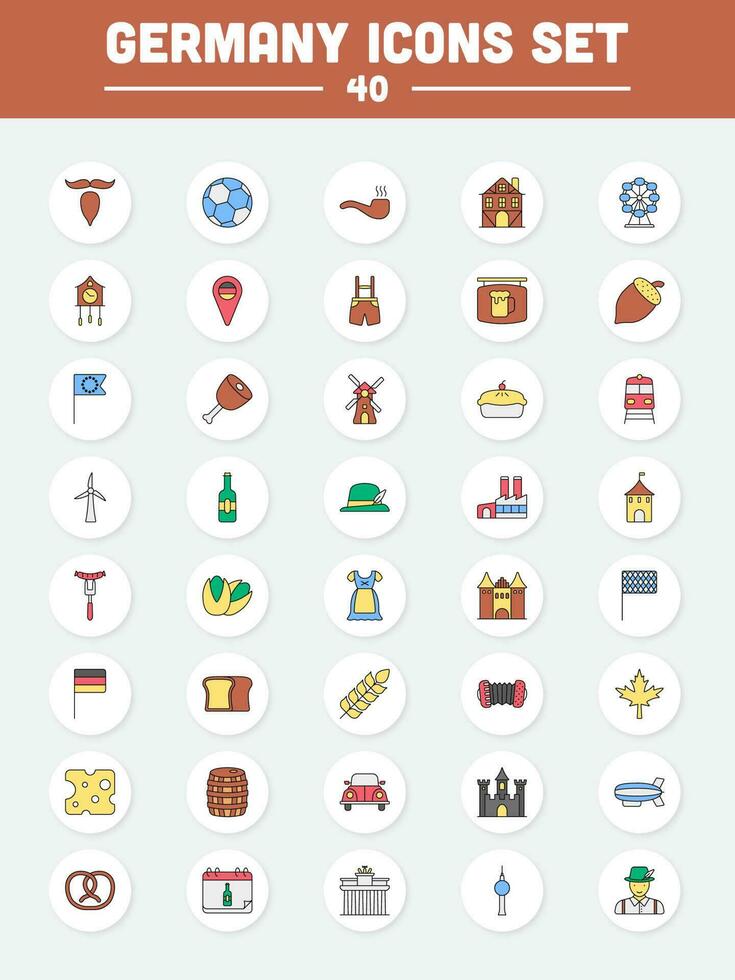 Colorful Set Of Germany Icons In Flat Style. vector