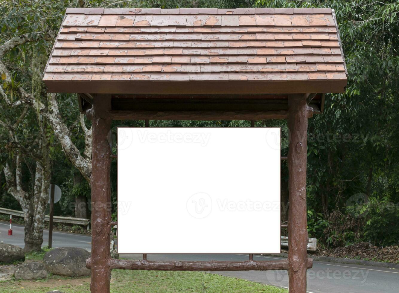 Outdoor white sign with natural background photo