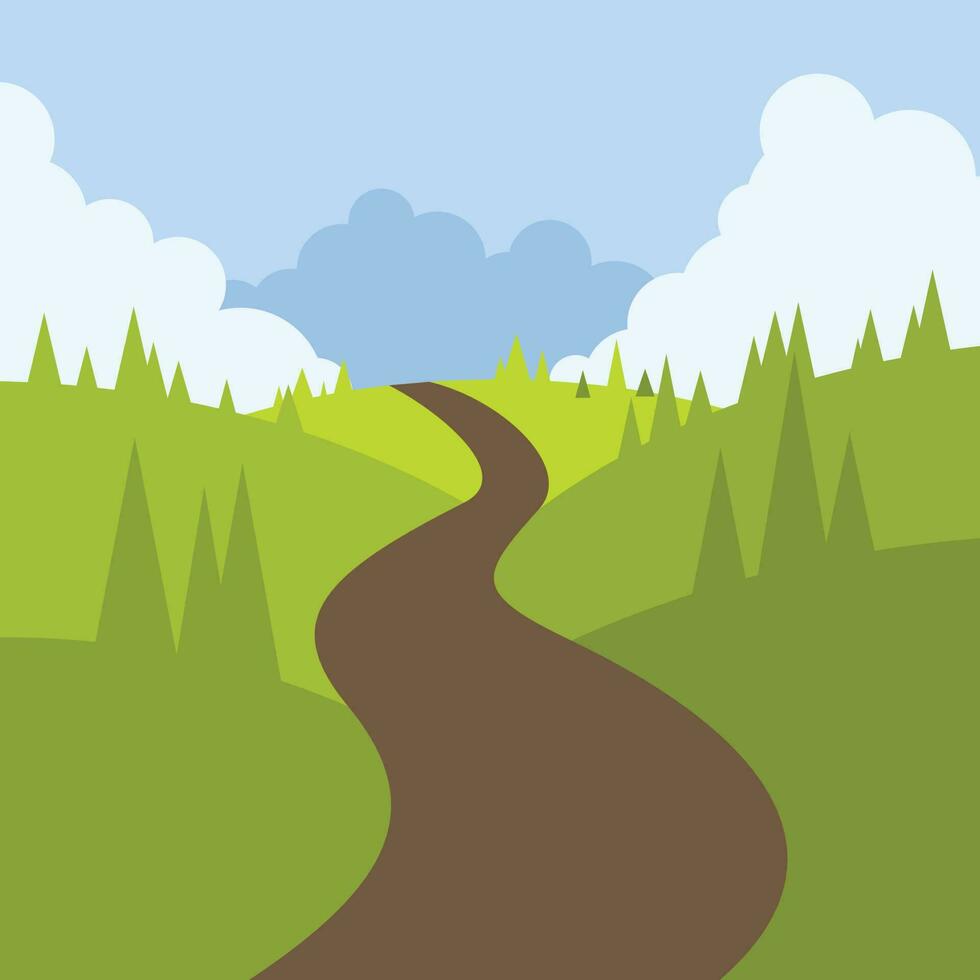 Hiking Trail, Isolated Background. vector