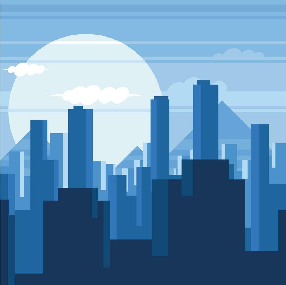 City Landscape In The Sunset, Isolated Background. vector