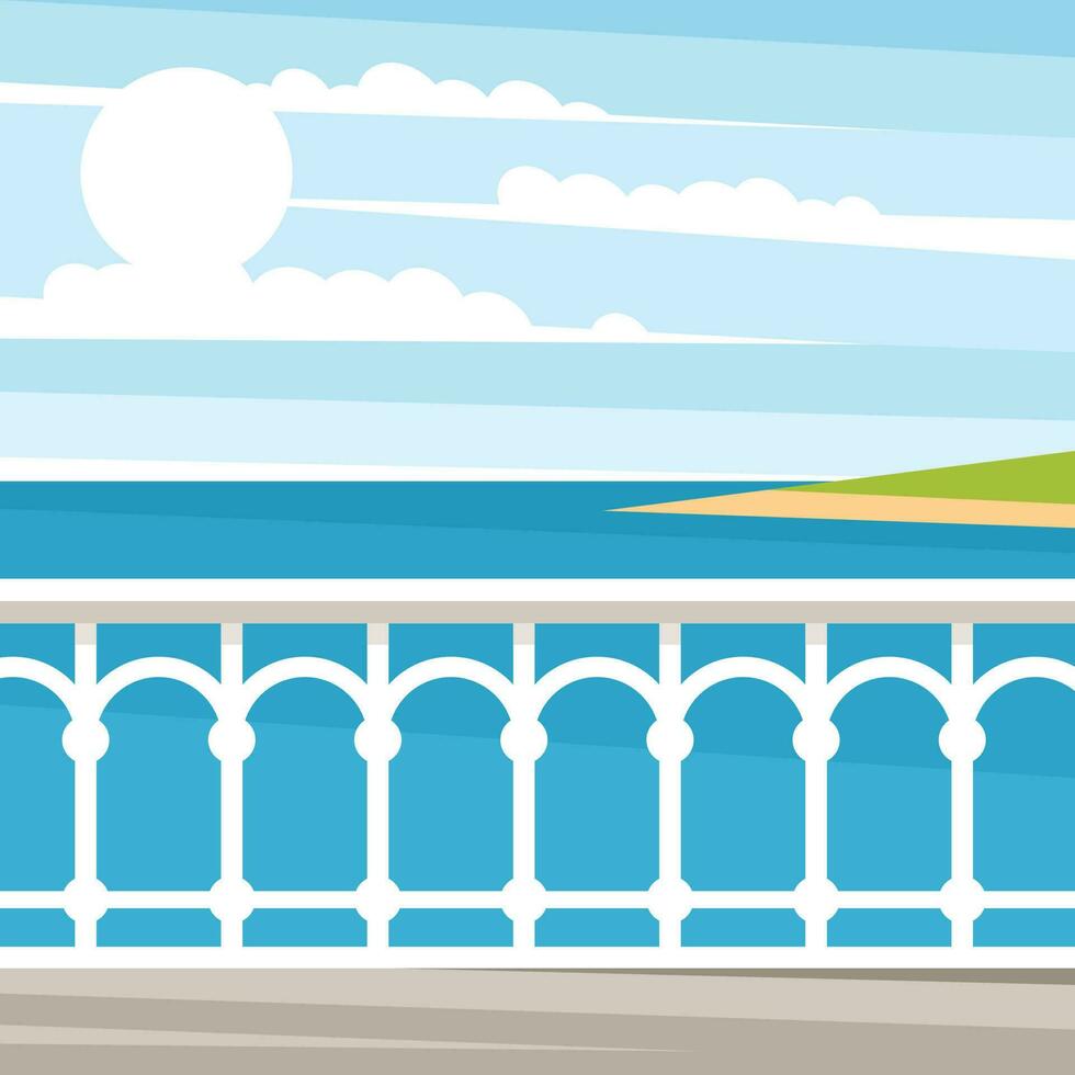 Wharf Near The Sea, Isolated Background. vector