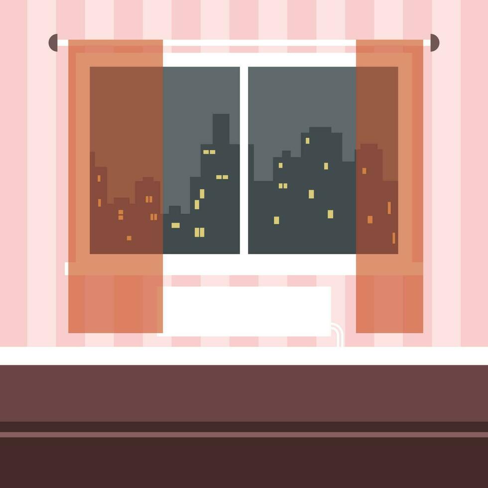 Night In The City Landscape, Isolated Background. vector