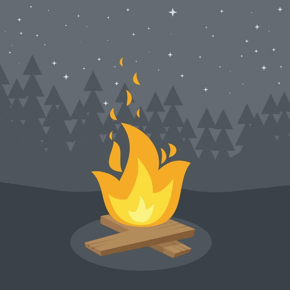 Outdoor Fire, Isolated Background. vector