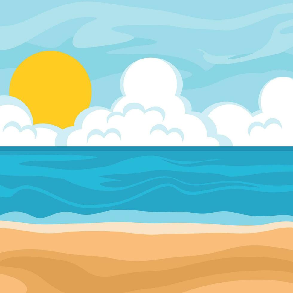 Beach In The Summer, Isolated Background. vector