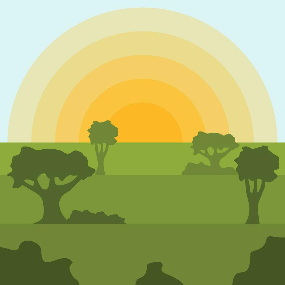 Sunrise Vector Illustration, Isolated Background.