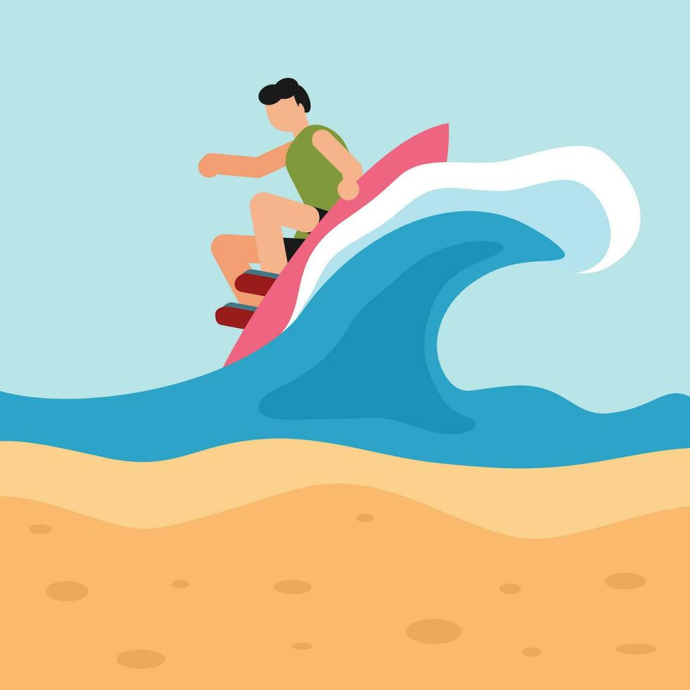 Surfer On The Wave, Isolated Background. vector