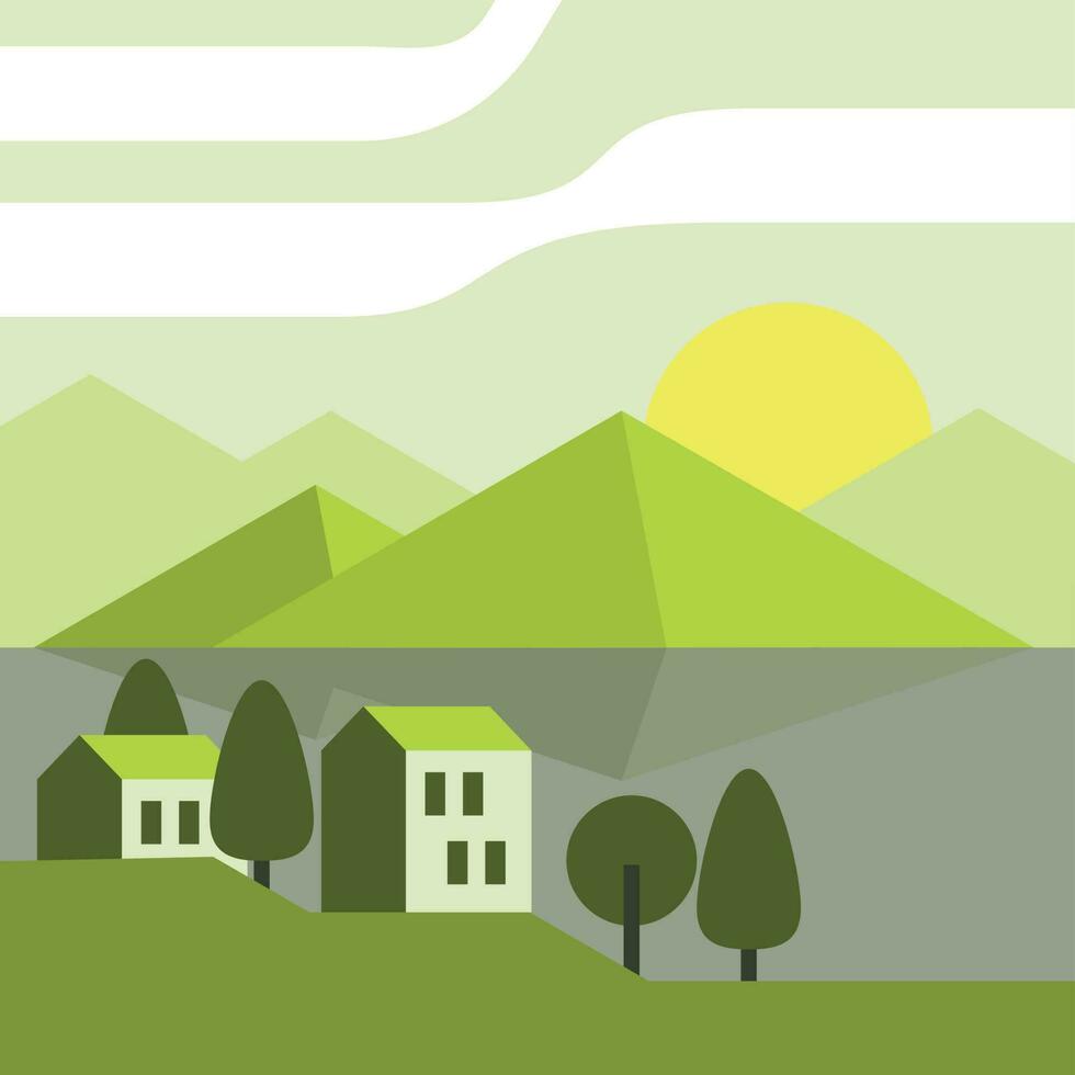 natural paisaje y un aldea, aislado antecedentes. vector