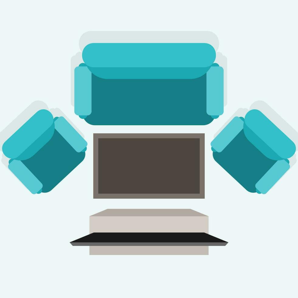 Living Room Aerial View, Isolated Background. vector