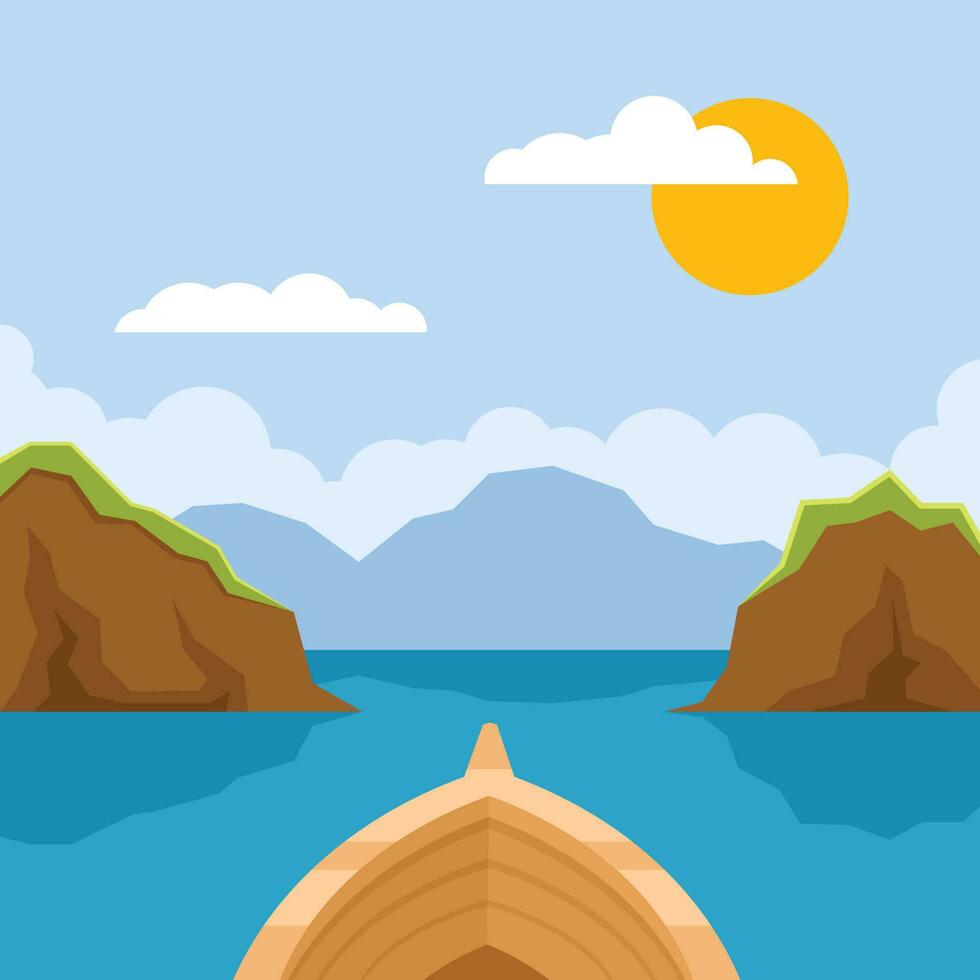 Boat On The Lake, Isolated Background. vector