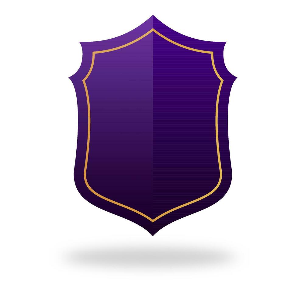 Purple Empty Shield Frame Or Label Element On White Background. vector