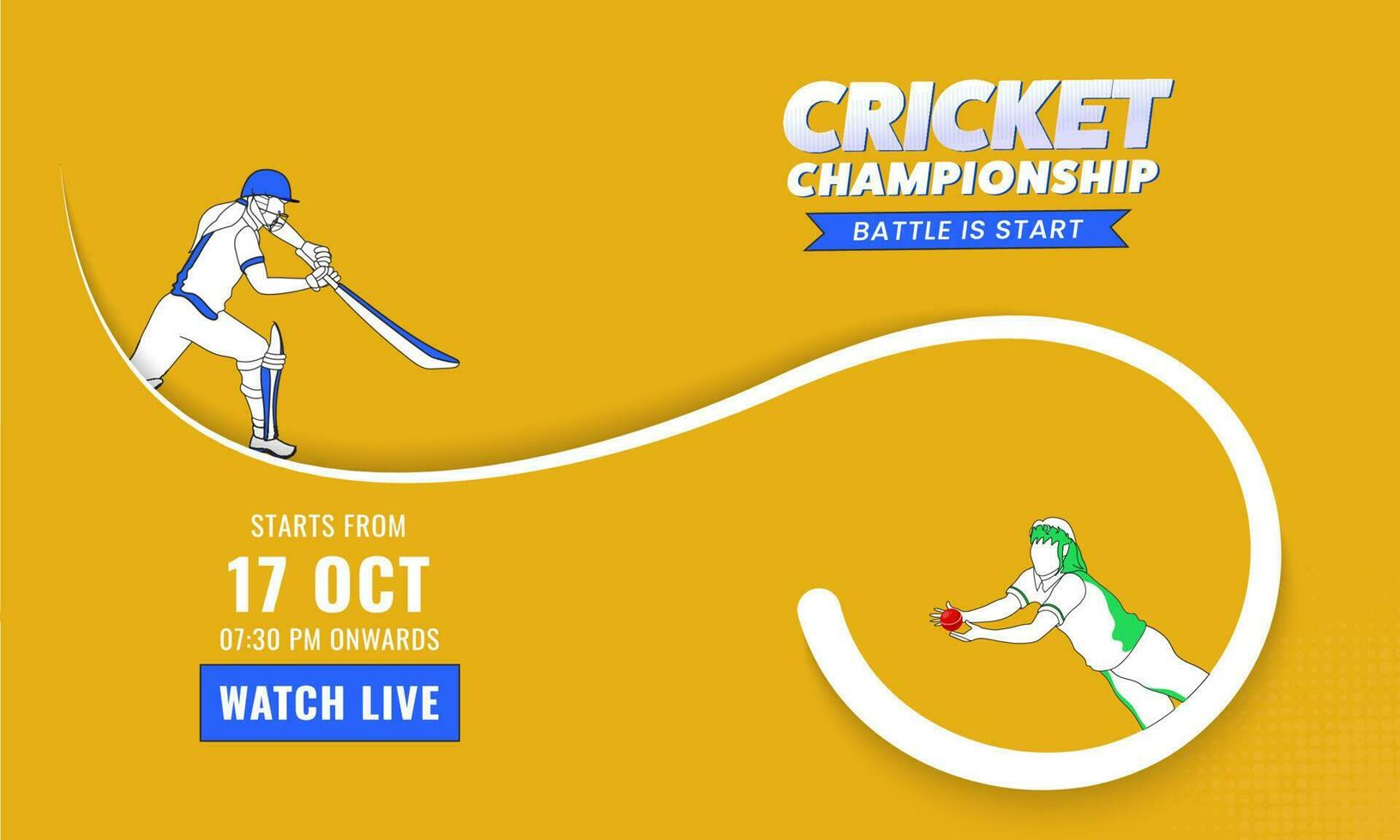 Live Cricket Championship Concept With Female Batter Player, Bowler In Playing Pose On Yellow Background. vector