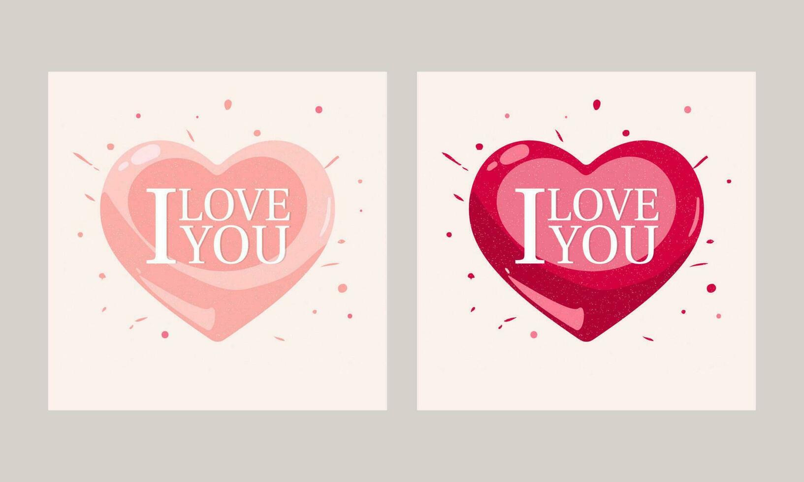 I Love You Font On Pink Heart Background In Two Options. vector