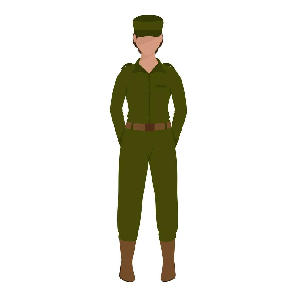 Faceless Female Police Officer Standing Against White Background. vector