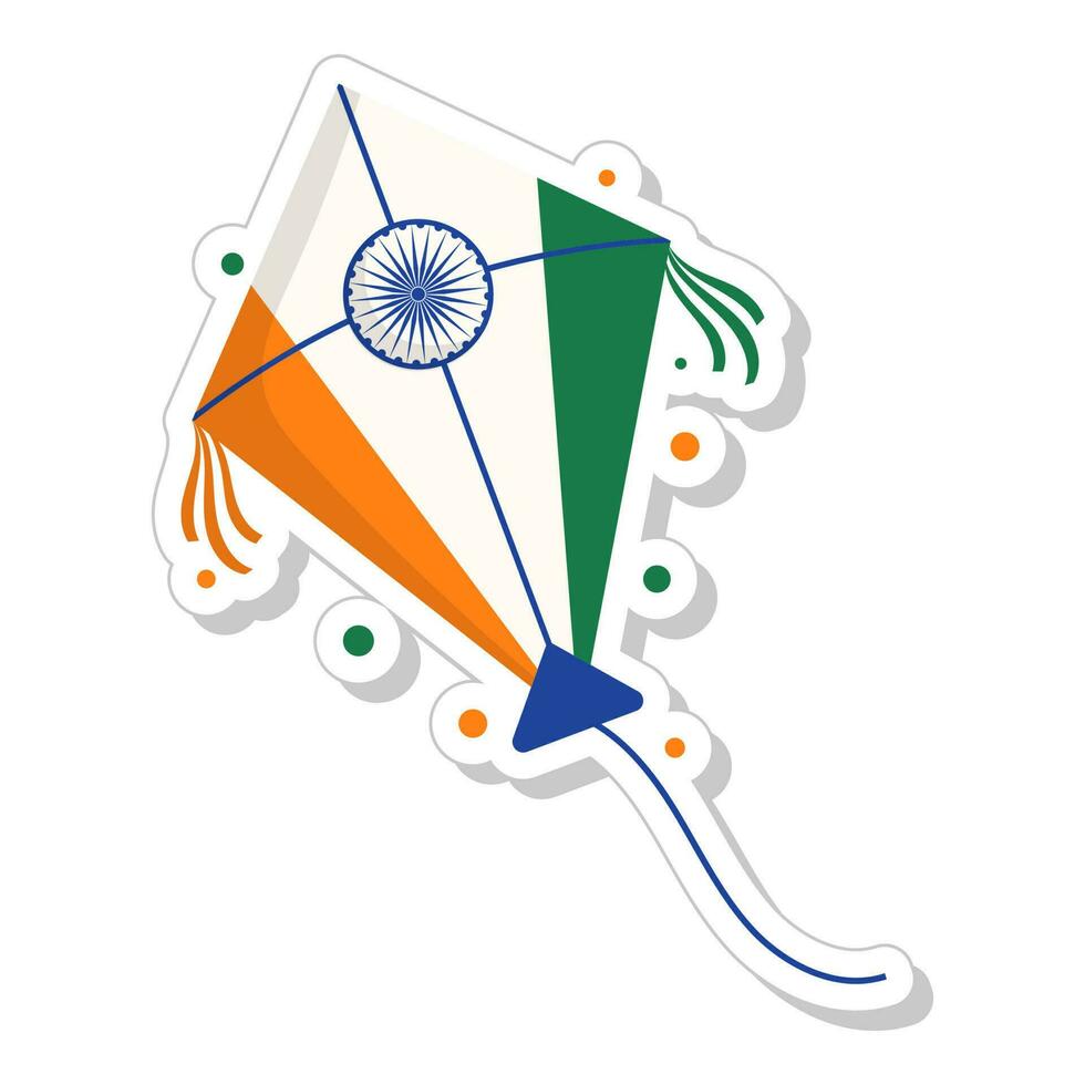 indio bandera color cometa en papel cortar estilo. vector