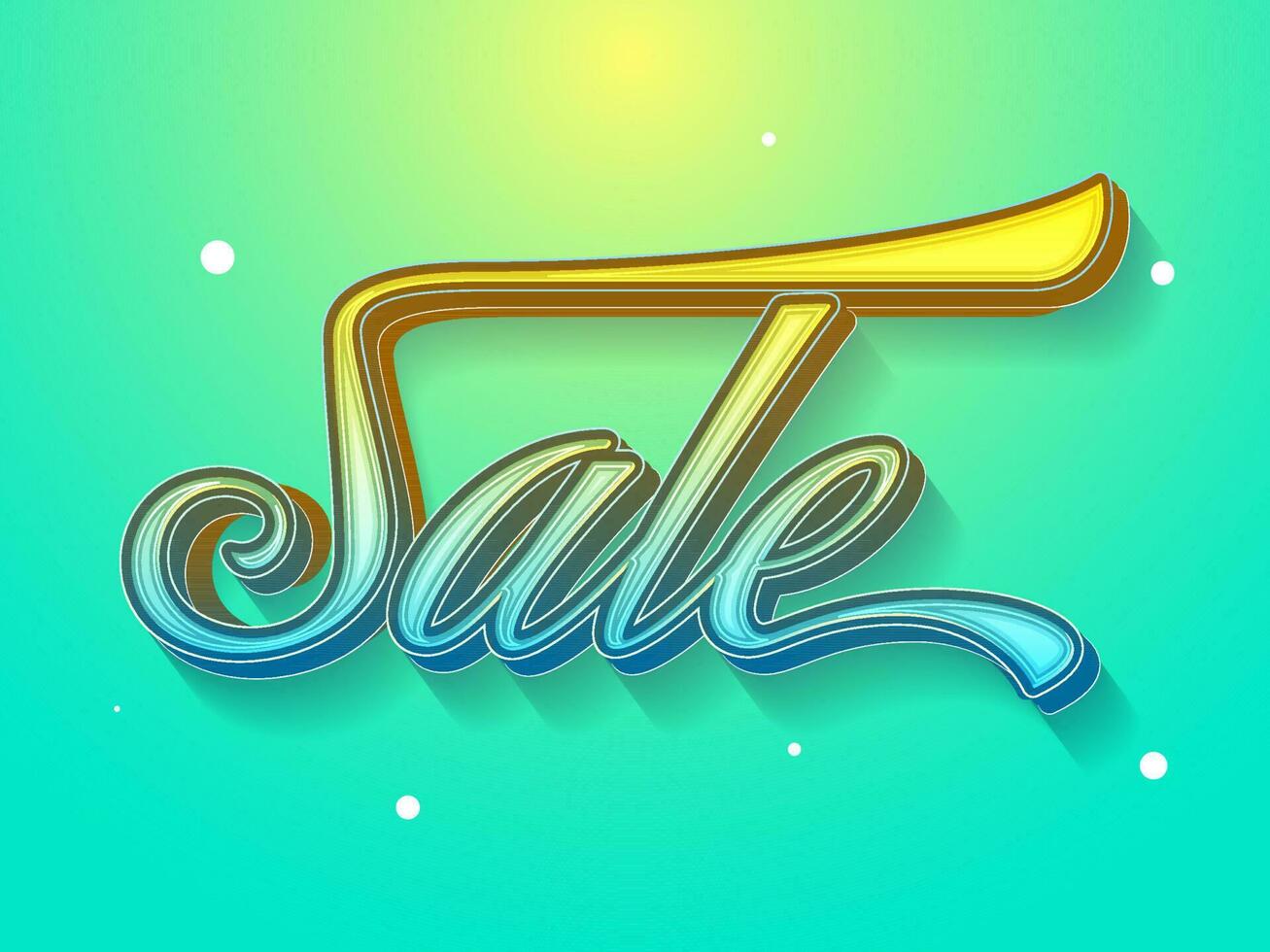 3D Sticker Sale Font On Gradient Turquoise And Yellow Background For Advertising. vector