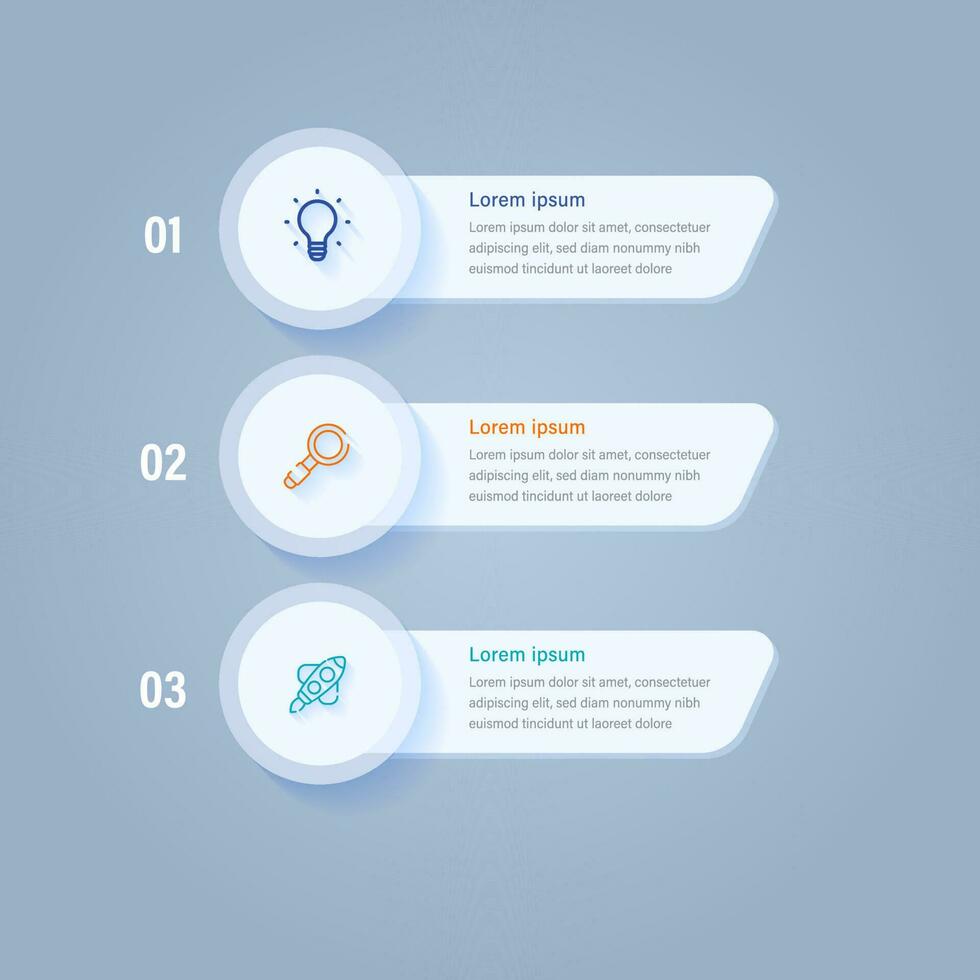 Business Infographic Concept With Three Options Or Processes On Blue Background. vector