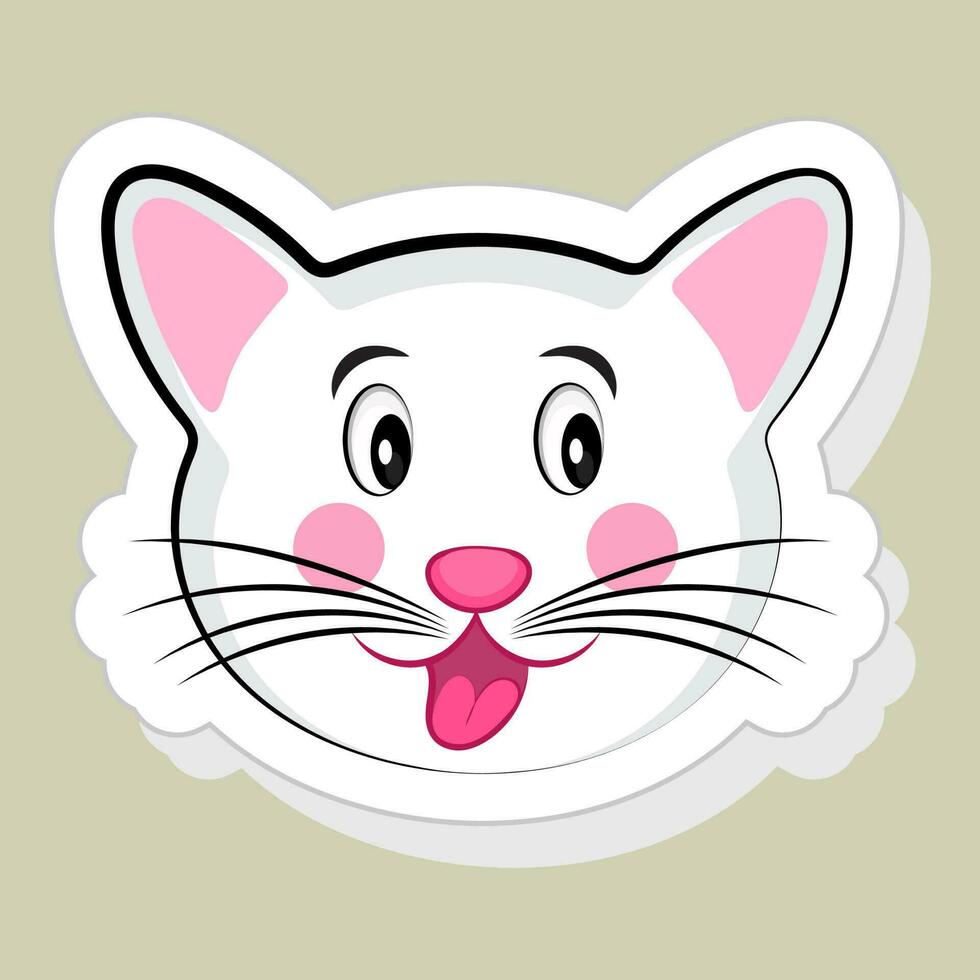 Sticker or label of Happy Cat. vector