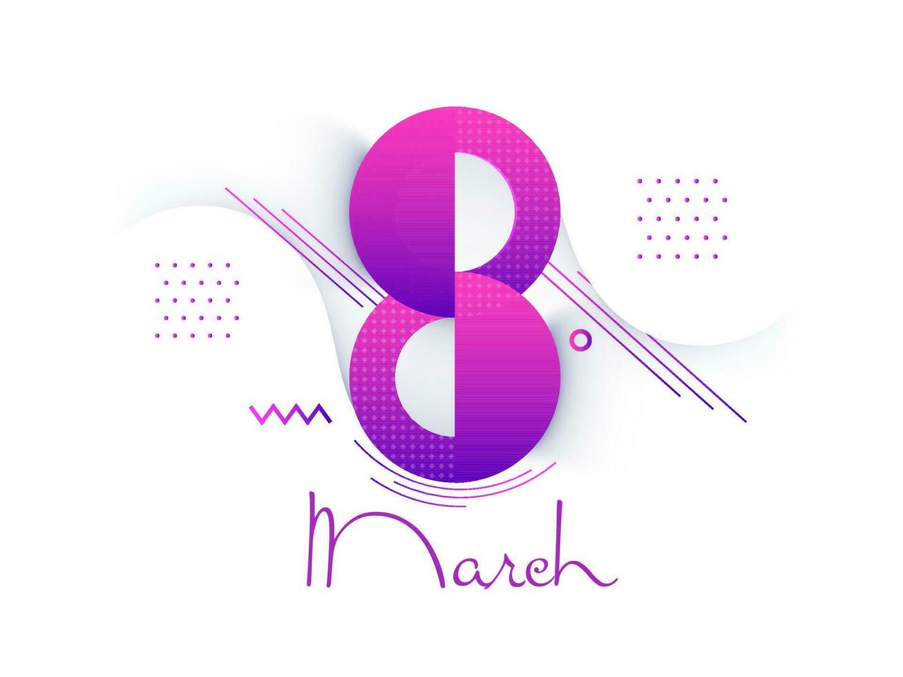 Gradient 8 Number Of March On Abstract White Background. vector