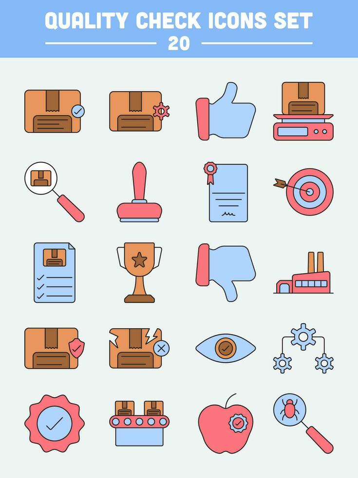 Colorful Set Of Quality Check Icons In Flat Style. vector