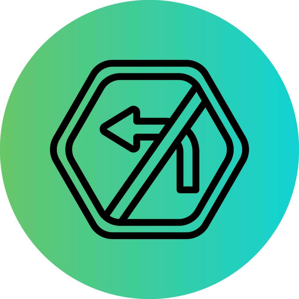 No Left Turn Vector Icon Design