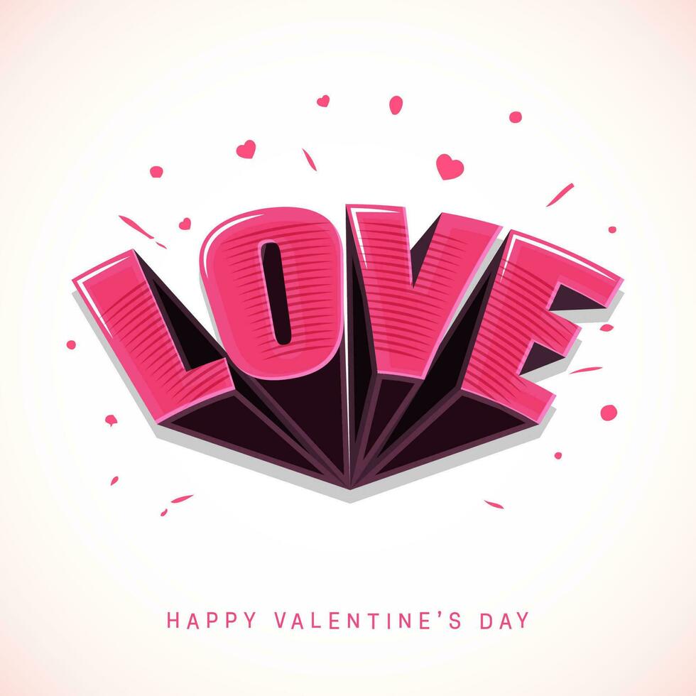 3D Blend Love Font With Stripe Effect On White Background For Happy Valentine's Day Concept. vector