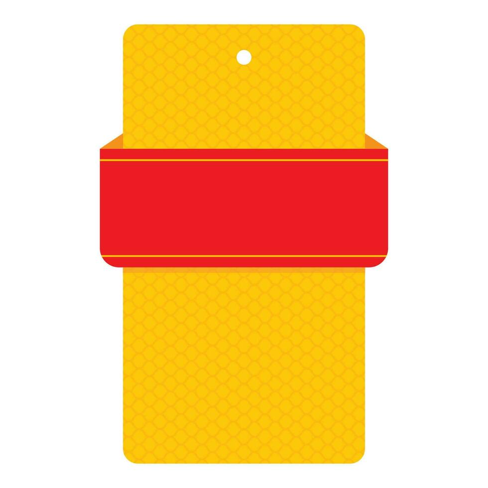 Empty Paper Label Or Sticker Element In Chrome Yellow And Red Color. vector