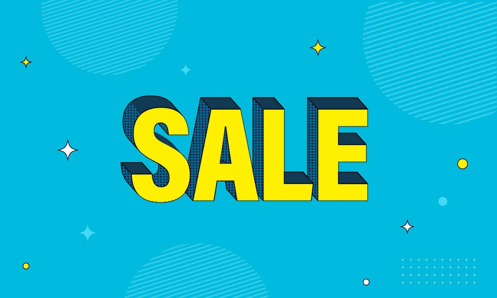 Advertising Banner Design With 3D Yellow Sale Font On Blue Background. vector