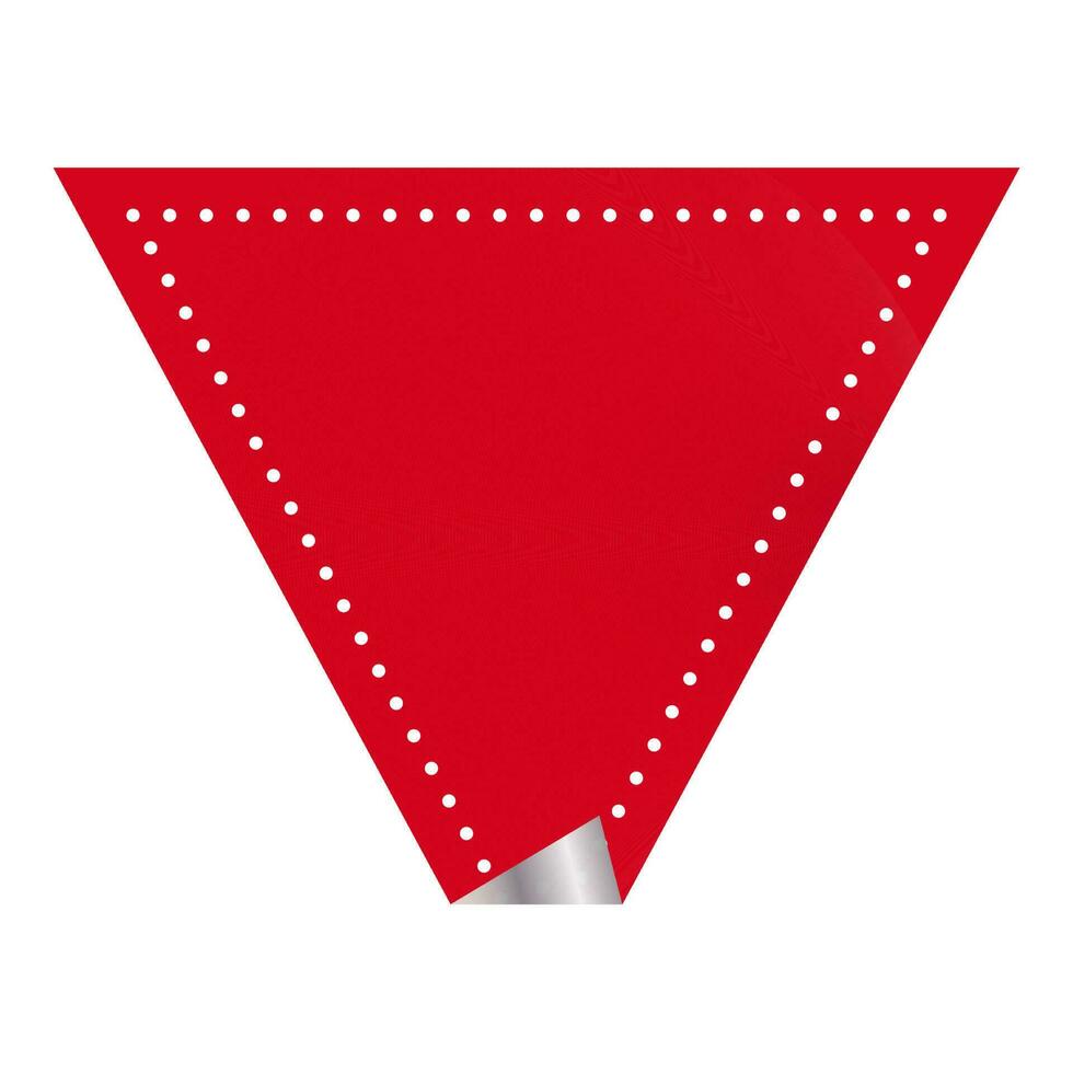 Curl Triangle Shape Label In Red Color. vector