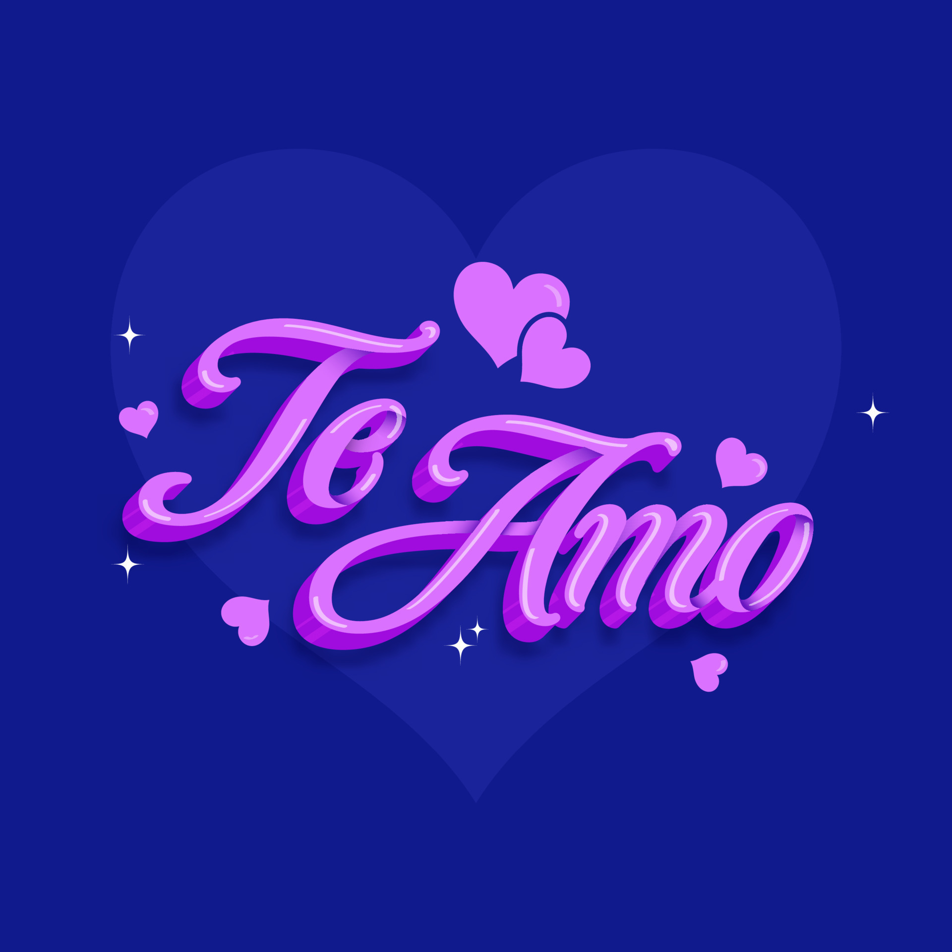 3D Purple LOVE YOU Te Amo Font Written In Spanish Language With Hearts ...