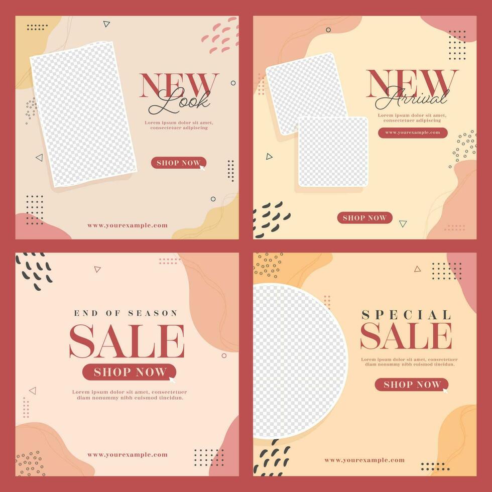 Social Media Post Or Template Design With Empty Frames In Four Options. vector