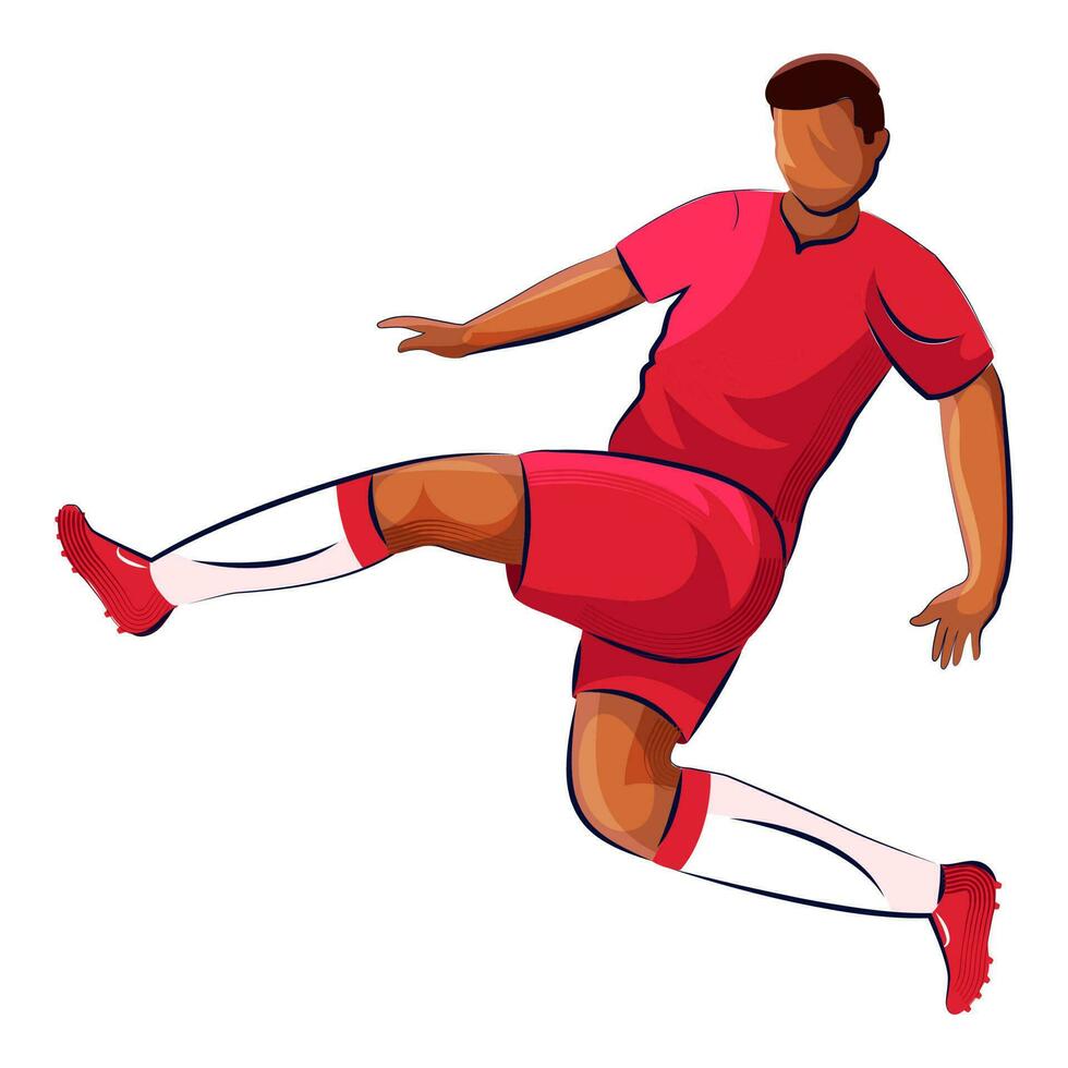 Faceless Sportsman Character In Playing Pose On White Background. vector