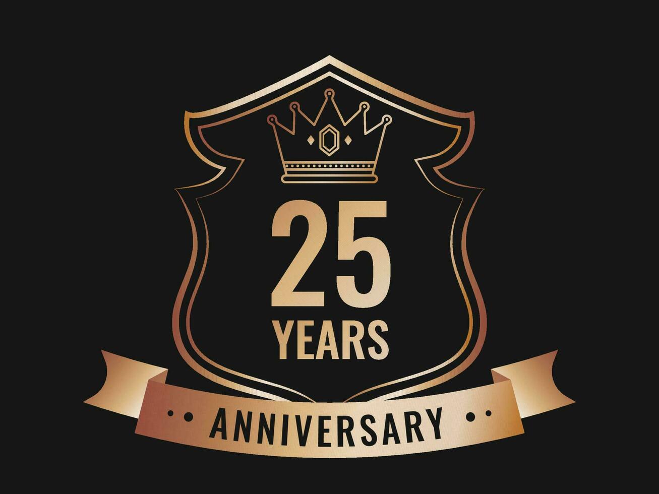 25 año aniversario emblema logo en negro antecedentes. vector