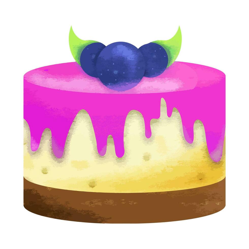 Blueberry Decorate Cake Colorful Element. vector