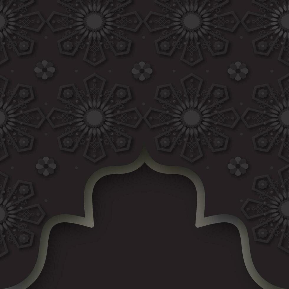 Seamless Pattern Of Mandala Pattern On Black Mosque Shape Background. vector