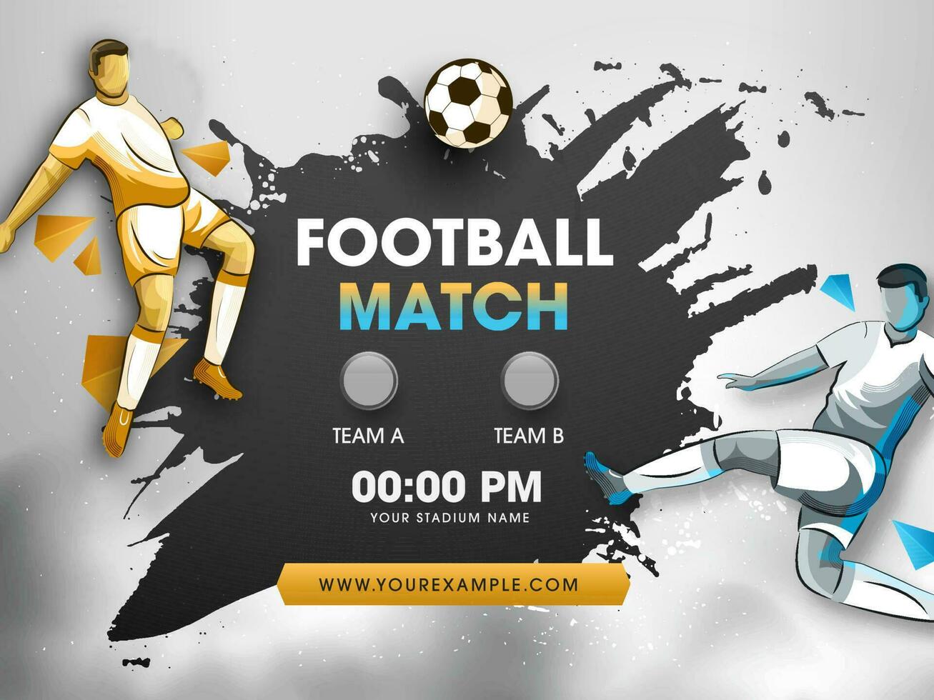 Football Competition Template with Opposite Team Players Character Vectors, and Match Day Details. Grey Grunge Effect. vector