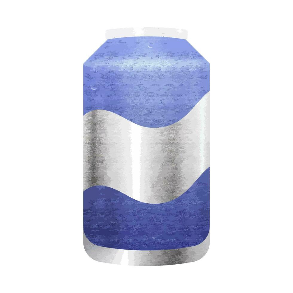 Silver And Blue Drink Can Element In Flat Style. vector