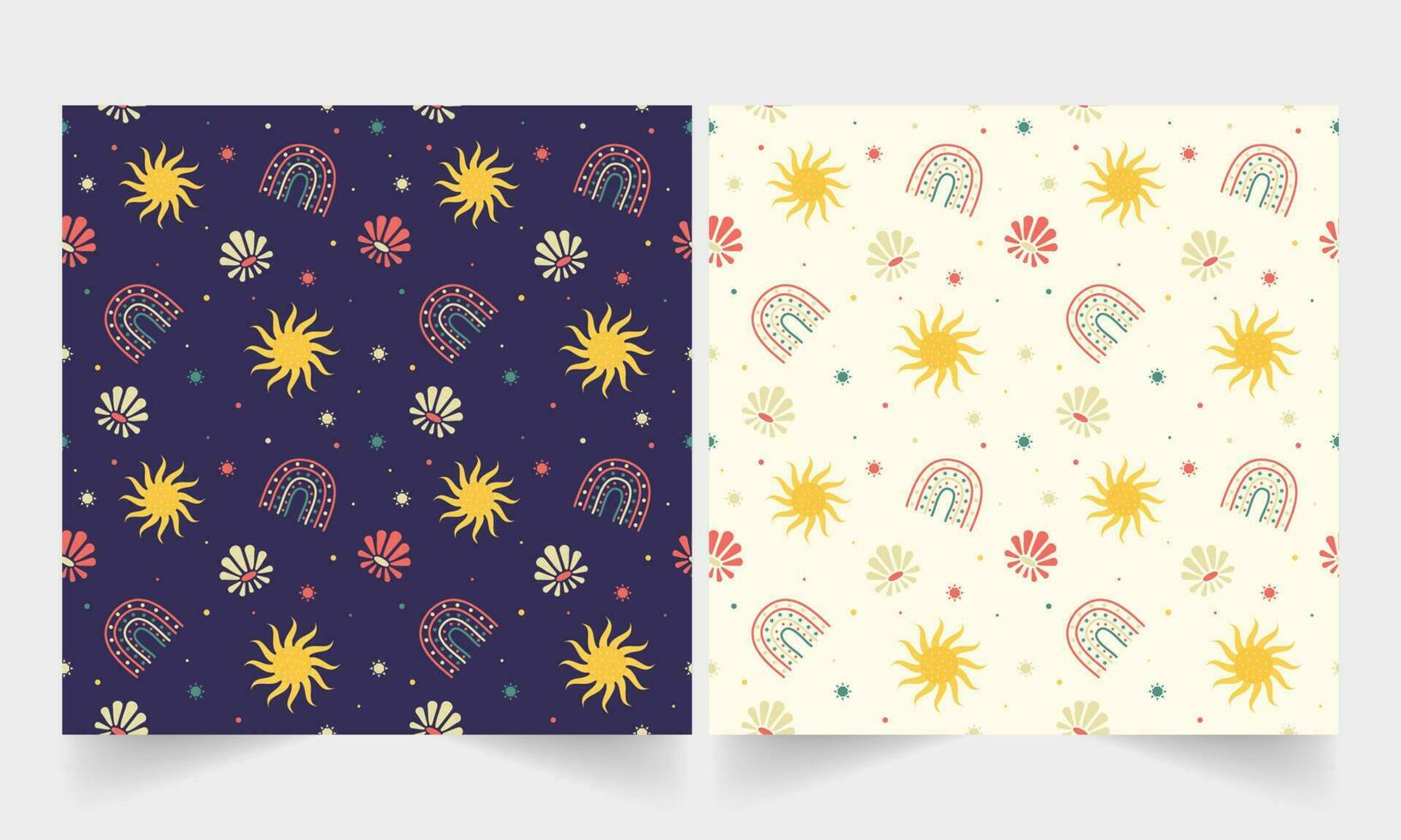 Boho Style Seamless Pattern Background In Two Color Options. vector