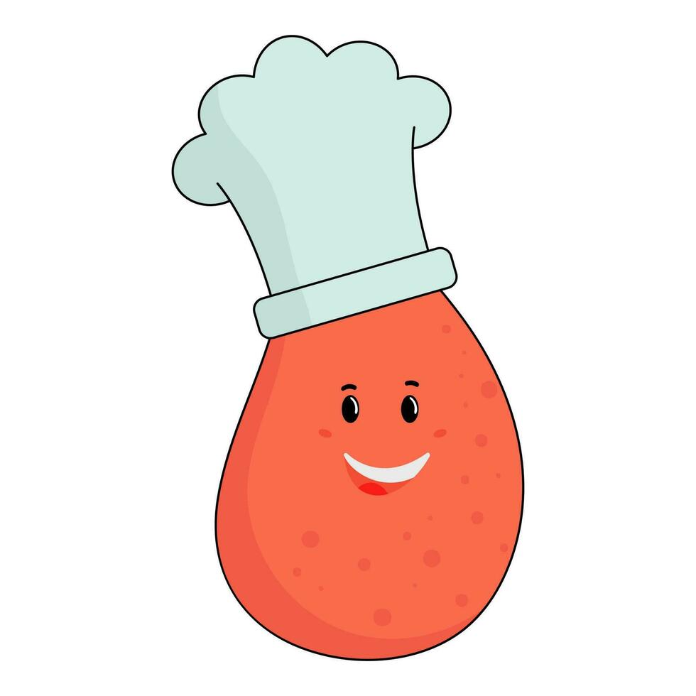 Happy Red Potato Wearing Chef Hat Flat Icon. vector