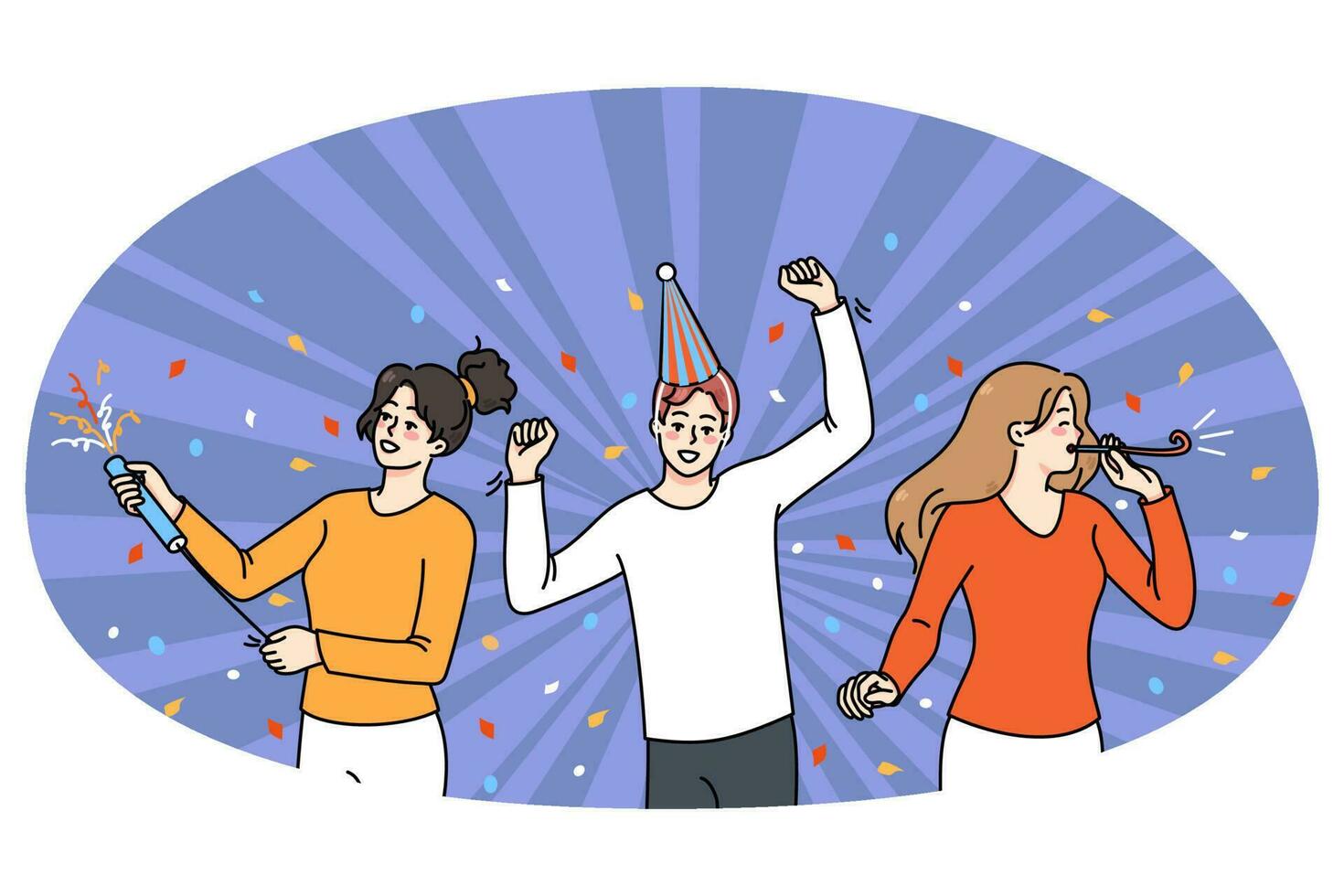 Overjoyed people have fun celebrate party together vector