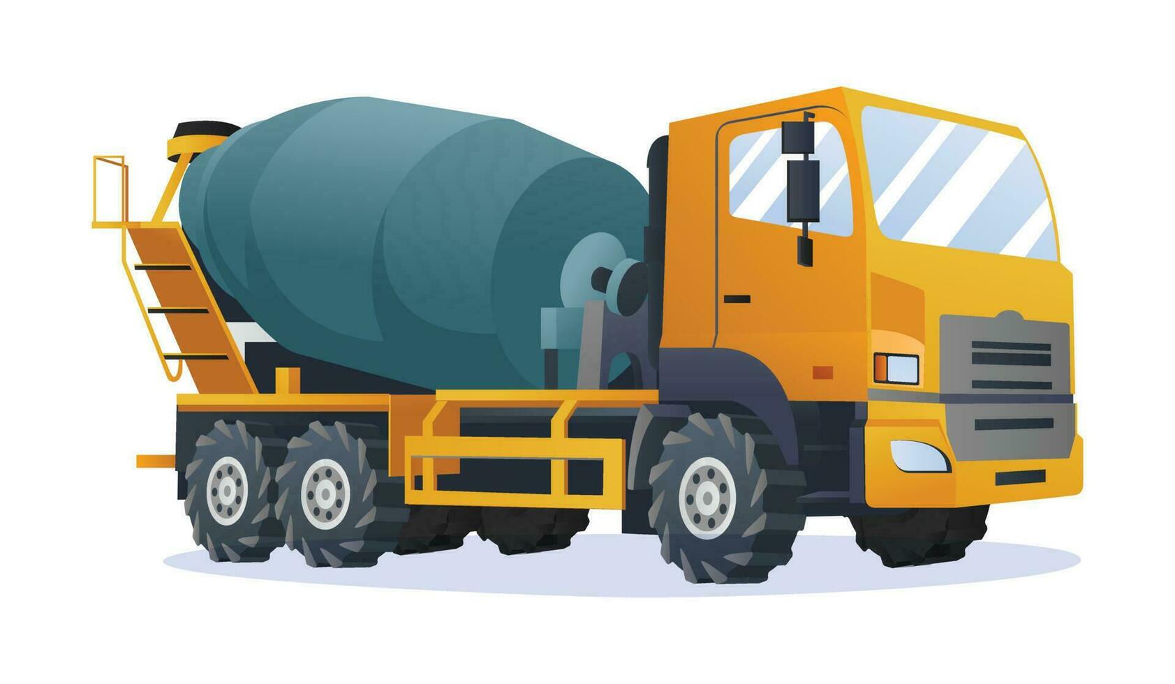 Concrete mixer truck vector illustration. Heavy machinery construction vehicle isolated on white background