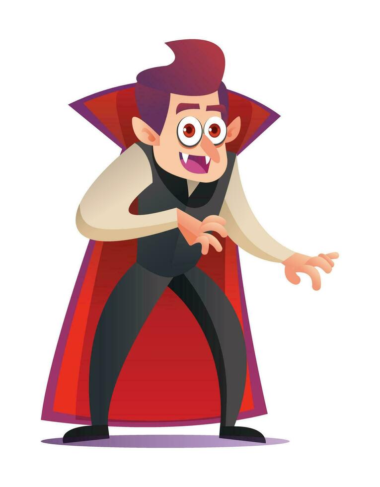 linda drácula vampiro personaje en dibujos animados estilo aislado en blanco antecedentes vector