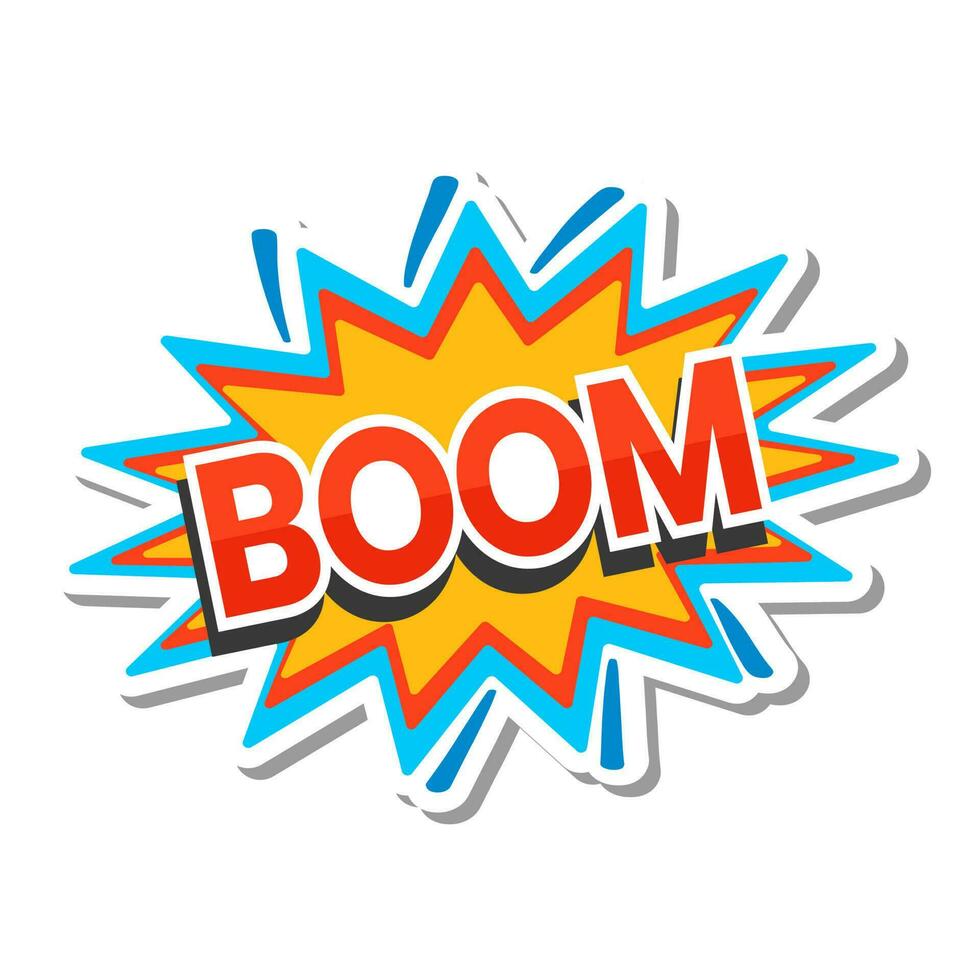 Sticker Style Comic Boom Font On White Background. vector