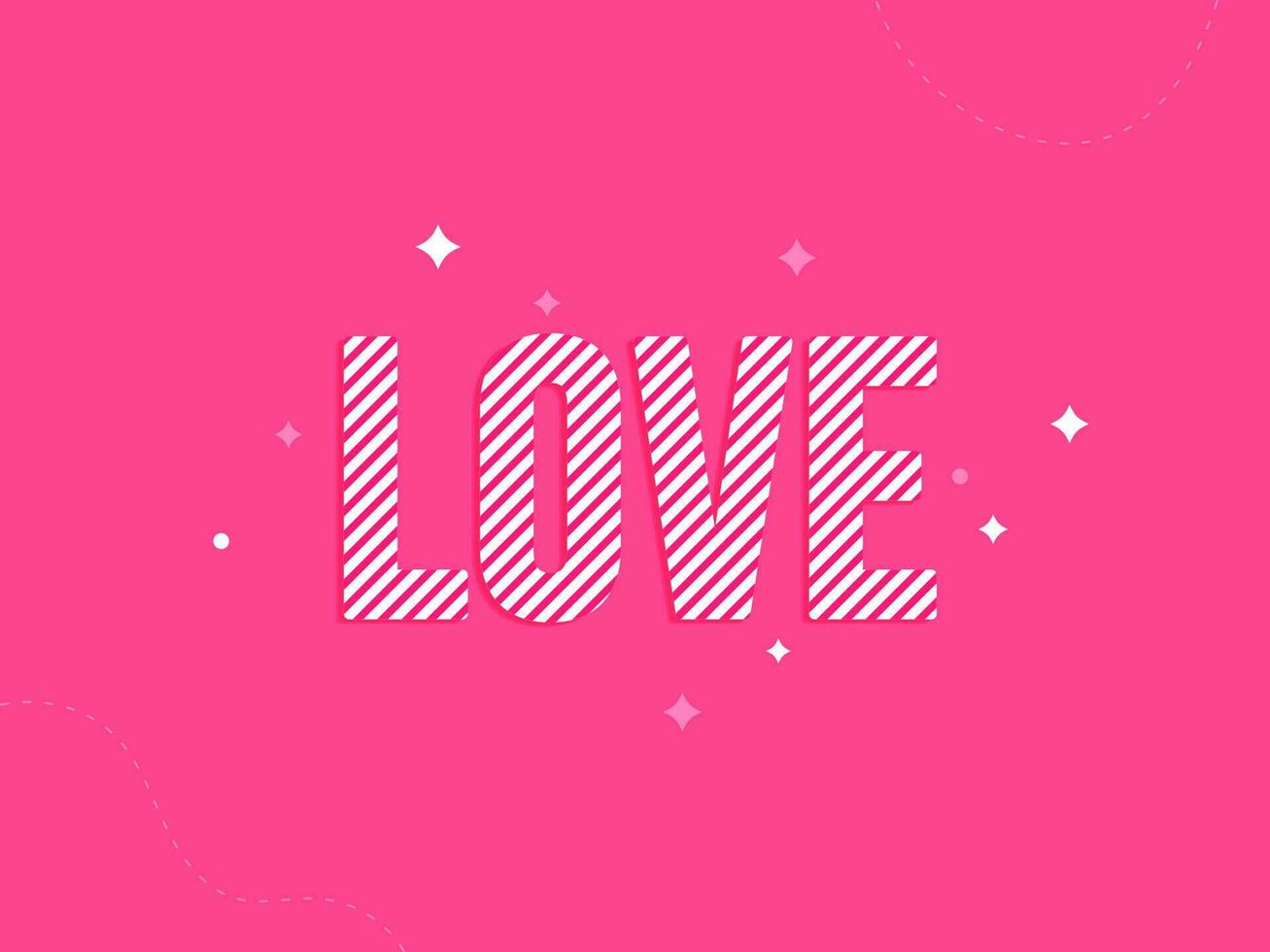 Striped Love Font On Pink Background. Can Be Used As Poster Design. vector