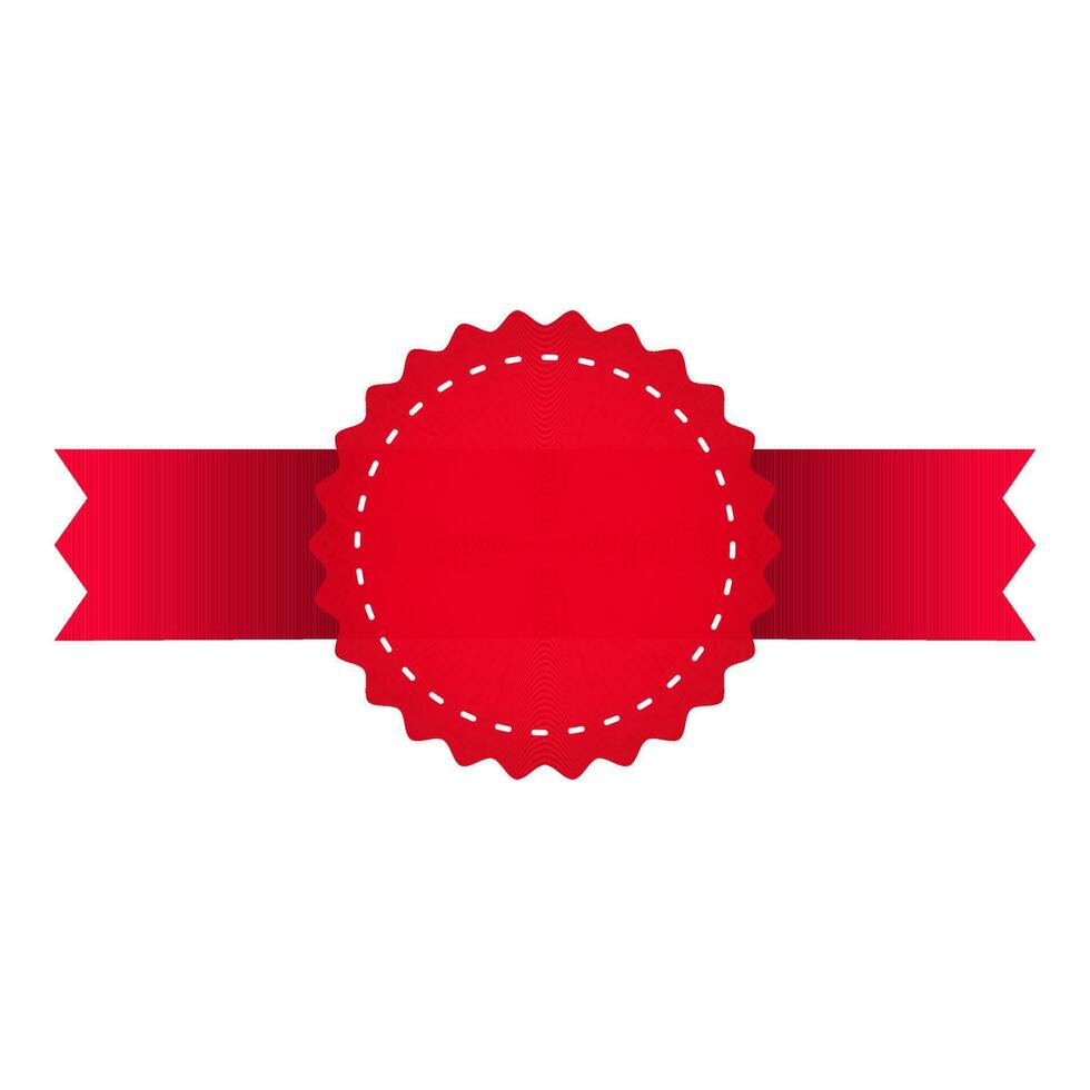 Empty Badge Ribbon Element In Red Color. vector