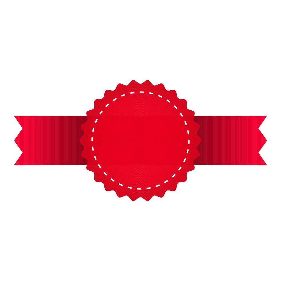 Empty Badge Ribbon Element In Red Color. vector