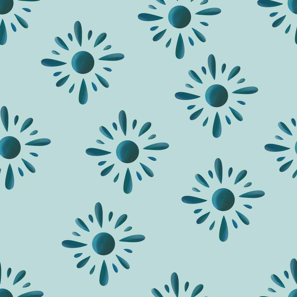 Seamless pattern with abstract shapes in blue and green. Colorful vector illustration.